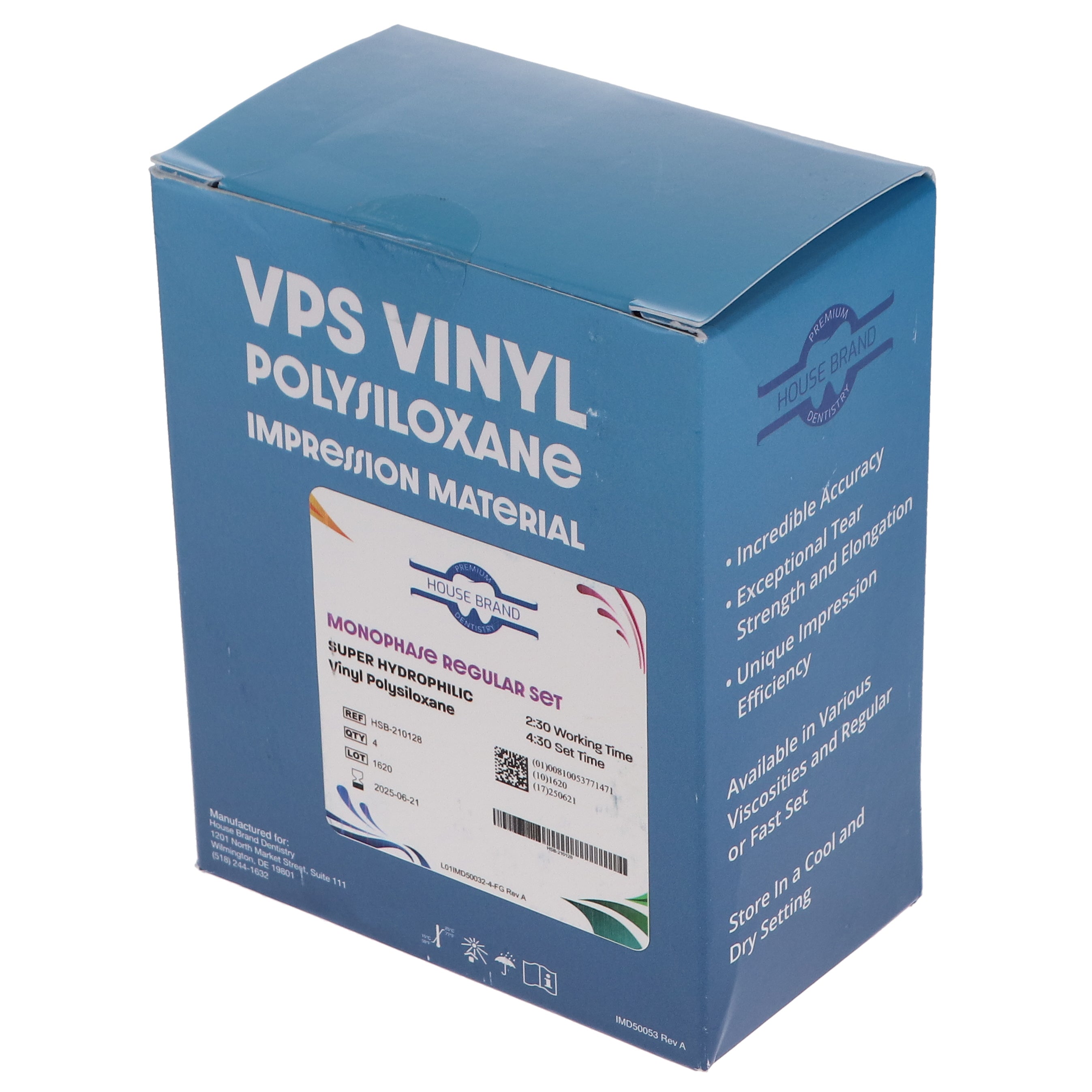 House Brand Dentistry 210128 VPS Impression Material Monophase Regular Set 4/Pk House Brand Dentistry 210128 VPS Impression Material Monophase Regular Set 4/Pk